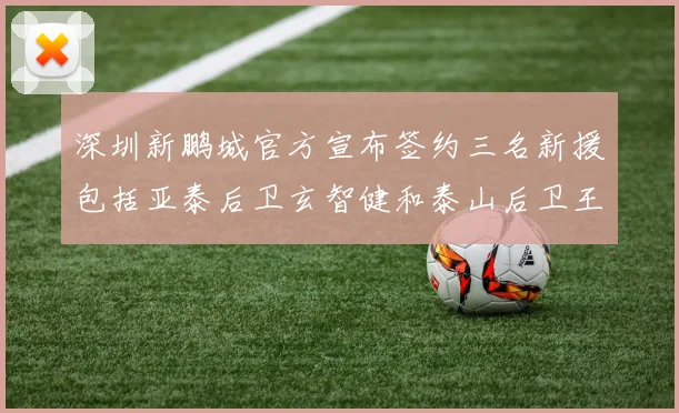 深圳新鹏城官方宣布签约三名新援包括亚泰后卫玄智健和泰山后卫王昱衡